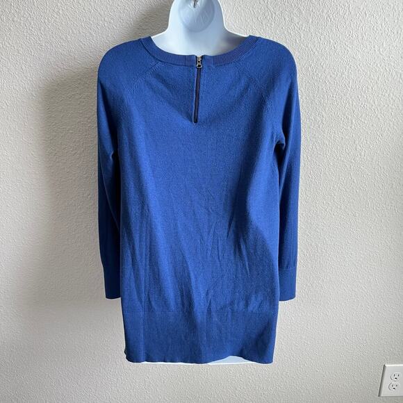 Halogen Blue Cashmere Blend Oversized Sweater Women's XS Relaxed Side Slit Knit - Picture 4 of 6